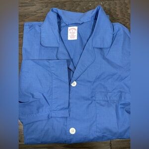 Brooks Brothers Blue White Checked Cotton Pajamas Set